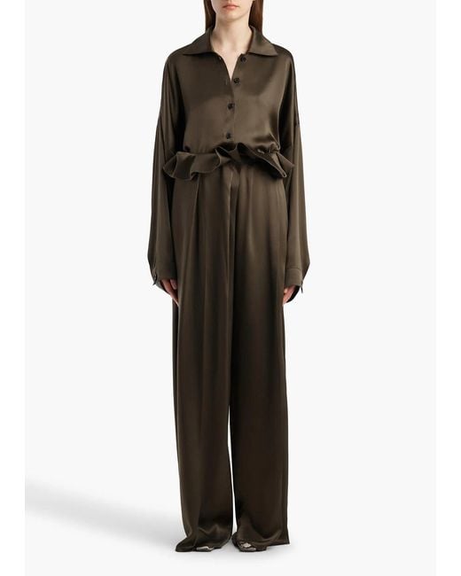 Khaite Green Top Bodine En Cuir Dark