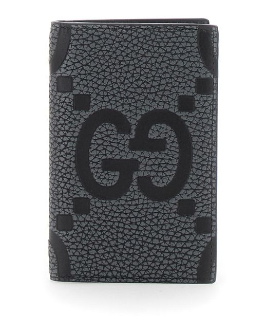 Gucci Gray Card Holder With Maxi Double G Logo Calf Accessory for men