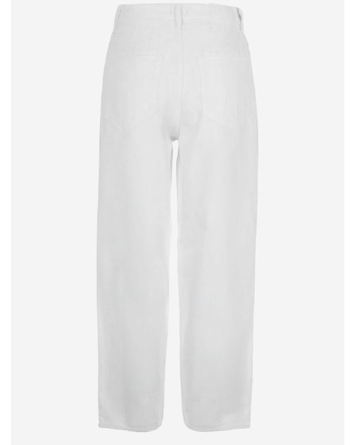 Pinko White Trousers Egg Cotton Blend
