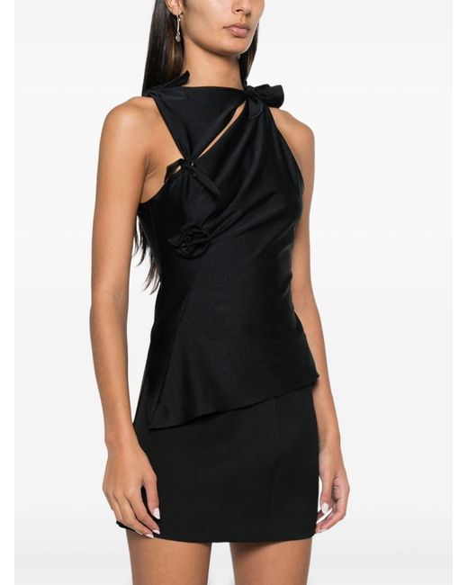 Coperni Black Top Flower Polyamide Tops