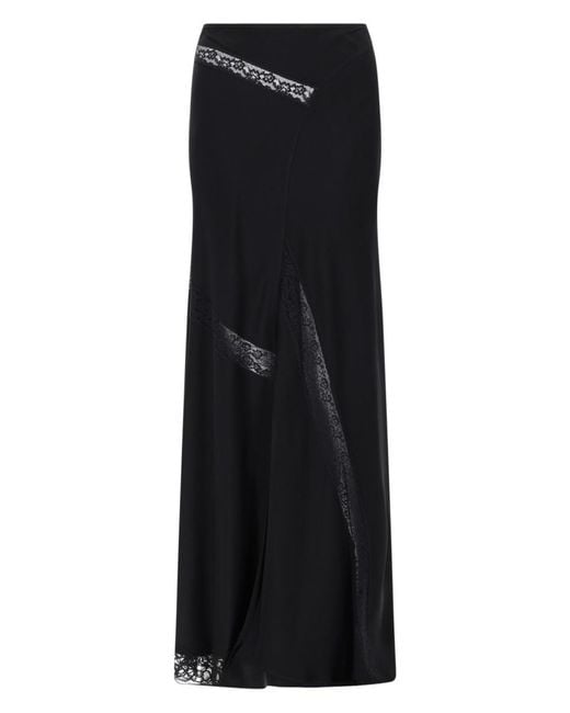 MSGM Black Skirt With Lace Details — Acetate Viscose