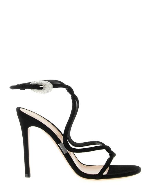 Gianvito Rossi Black 'Mamba Crystal' Sandals
