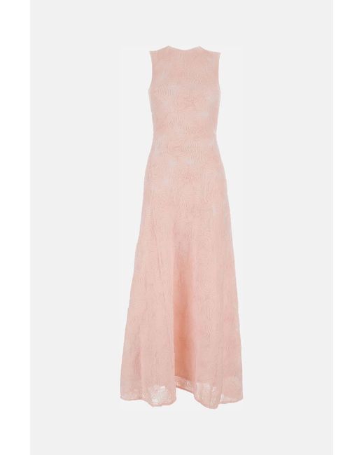 ROTATE BIRGER CHRISTENSEN Pink A-Line Dress With Embossed Floral Motif