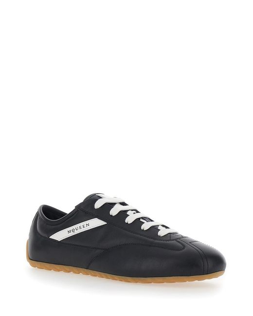 McQueen Black Low-Top Leather Sneakers Trainers for men