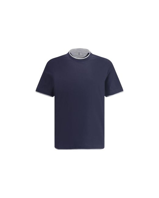 Brunello Cucinelli Blue T-Shirt for men