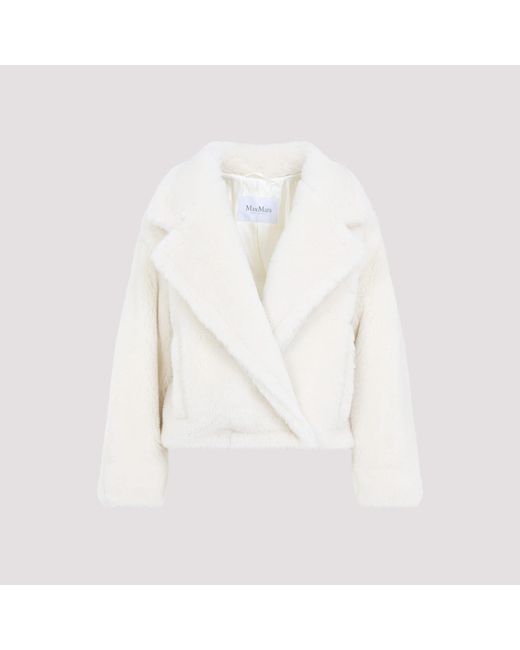 Max Mara White Oggeri Teddy Short Biker Jacket