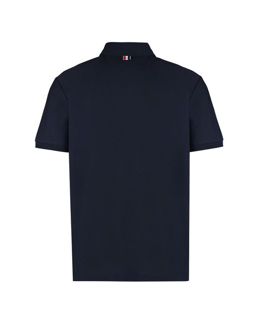 Thom Browne Blue Short Sleeve Cotton Polo Shirt for men