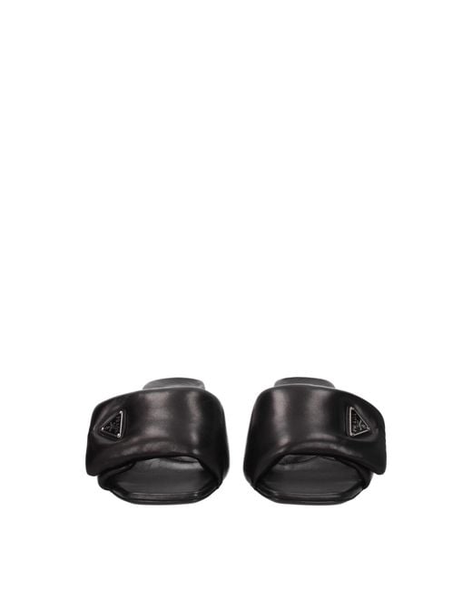 Prada Black Leather Platform Sandals