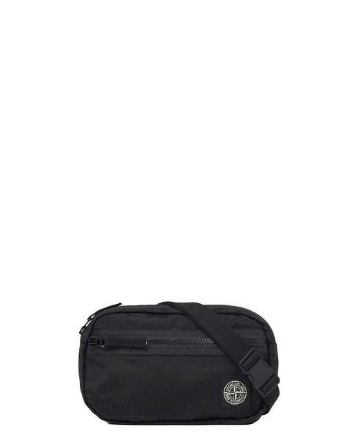 Stone Island Black Tech Fabric Belt Bag — Polyamide Backpacks for men