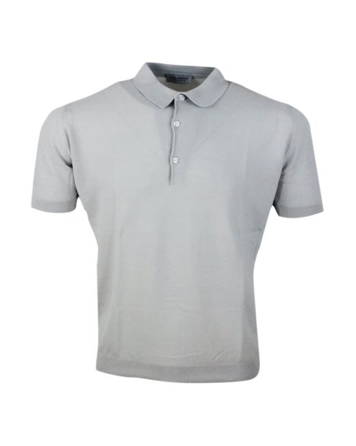 John Smedley Gray Short-Sleeved Polo Shirt for men