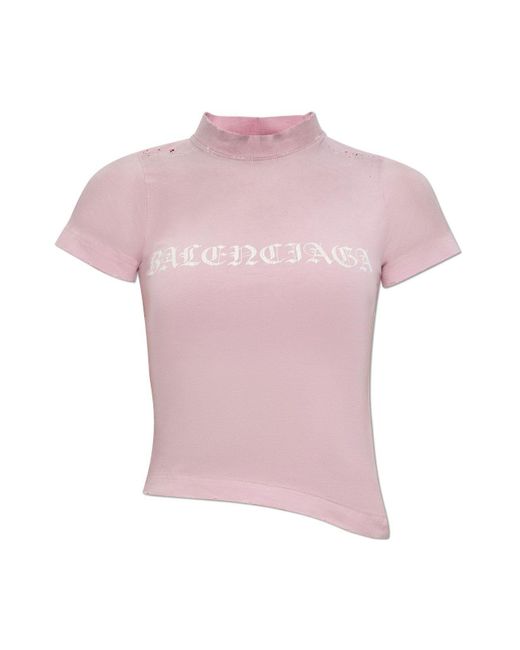 Balenciaga Pink T-shirt With Logo,
