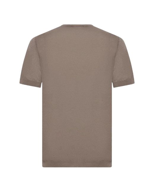 Low Brand Gray Ribbed Crewneck Sweater Cotton for men