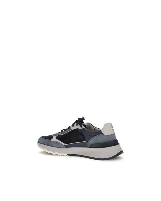 Brunello Cucinelli Blue Calf Leather Bos Taurus Athletic Sneakers for men