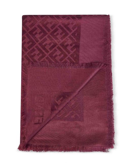 Fendi Purple Shawl Ff 60% Silk/40% Wool