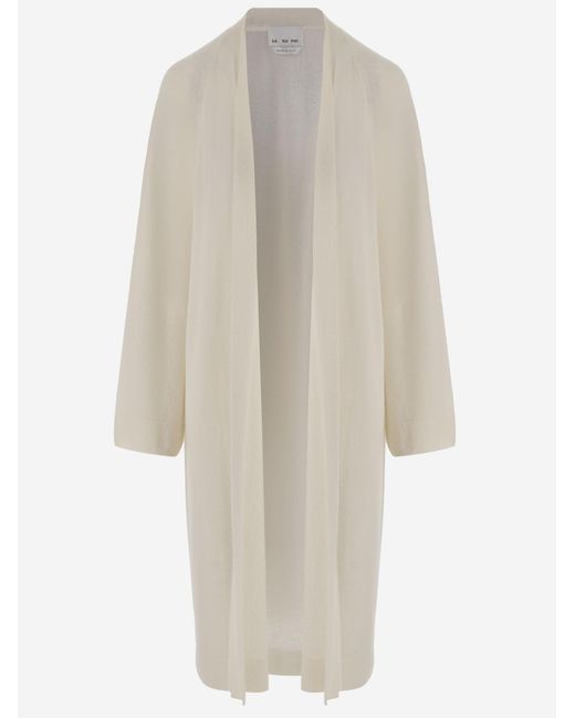 Sa Su Phi White Long Open Cashmere And Silk Knit Knitwear