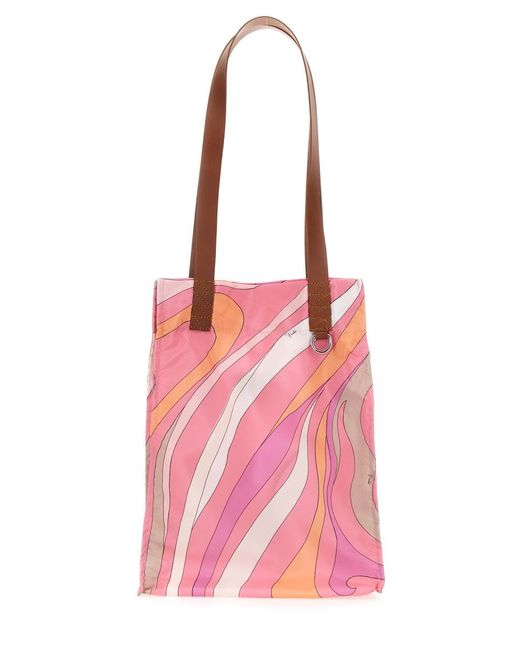 Emilio Pucci Pink Patterned Tote Bag