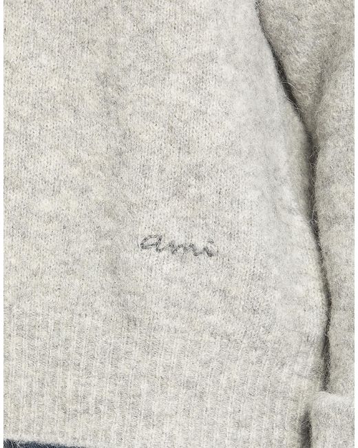 AMI Gray Embroidered Logo Alpaca Sweater Clothing Knitwear for men