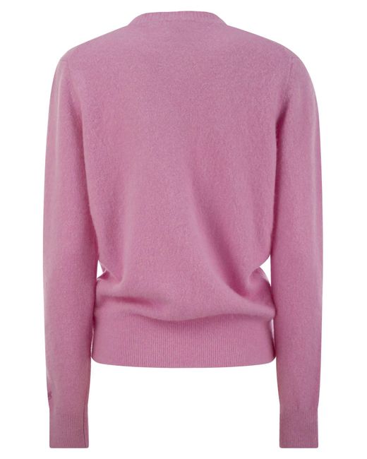 Mc2 Saint Barth Pink Wool And Alpaca Blend Sweater With Embroidery 10 Min E Sono Pronta