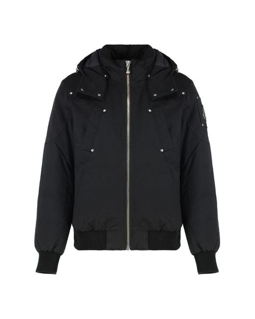 Moose Knuckles Black Bomber Jacket Ballistic Padded for men