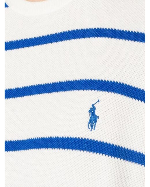 Polo Ralph Lauren Blue Polo Pony Striped Cotton Jumper for men