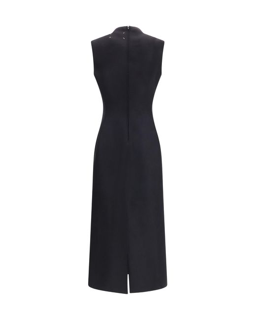 Maison Margiela Black Dress, Virgin Wool Midi, Fleece (Ovis Aries)