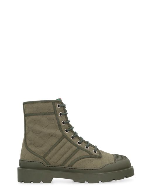Gucci Green Laced Ankle Boots Cotton for men