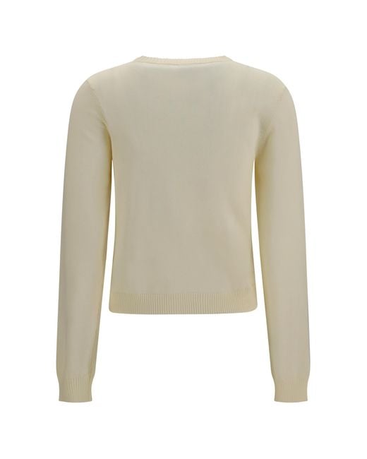 Ganni White Diamond-Pattern Cardigan Cotton