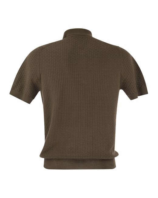 Tagliatore Green Knitted Cotton Polo Shirt for men