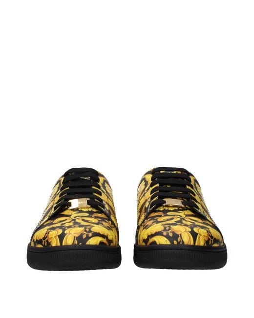 Versace Yellow Leather Chunky Sneakers for men