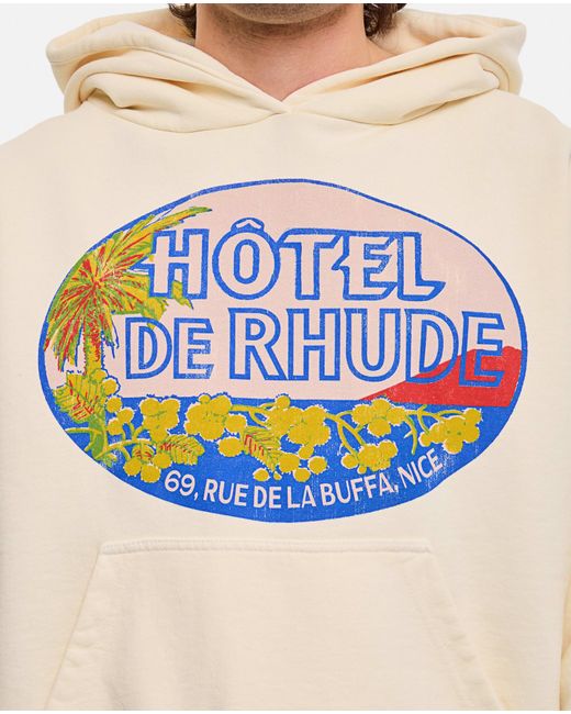 Rhude Blue Hotel Cotton Hoodie for men
