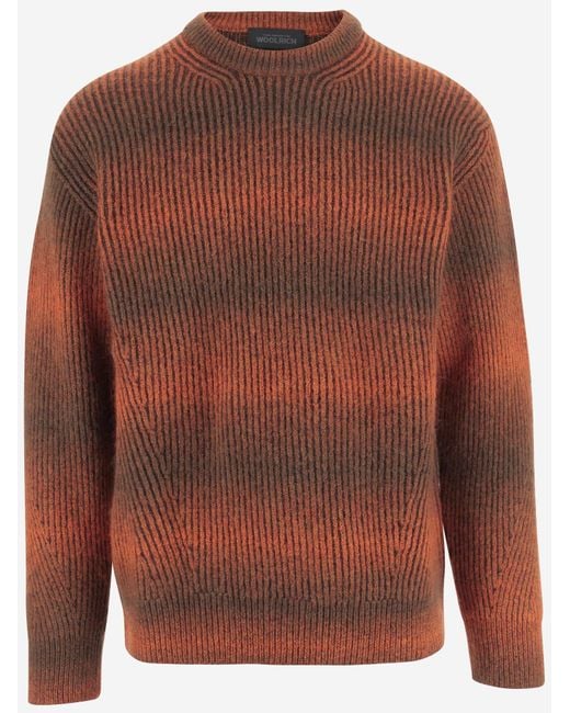 Woolrich Brown Mixed-Fiber Knit Sweater for men