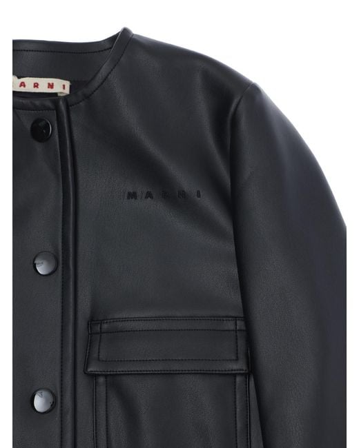 Marni Blue Girls Ecoleather Jacket Polyester Blazers