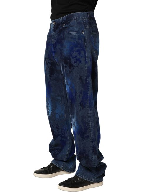 Dolce & Gabbana Blue Tie Dye Cotton Straight Denim Jeans Elastane Clothing for men