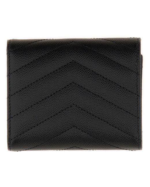 Saint Laurent Black Wallet Cassandre Matelassé Calf Leather & Purses