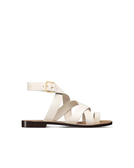 Dior White Sun Leather Flat Sandals