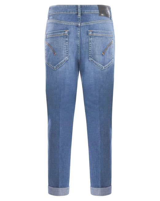 Dondup Blue Cotton-Blend Crop Jeans
