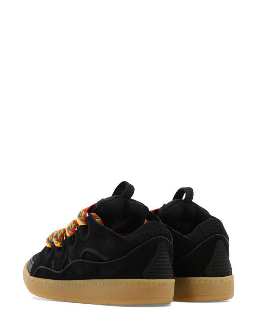 Lanvin Black Curb Panelled Lace-Up Sneakers