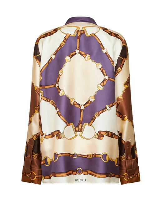 Gucci Multicolor Shirt Printed Silk Twill