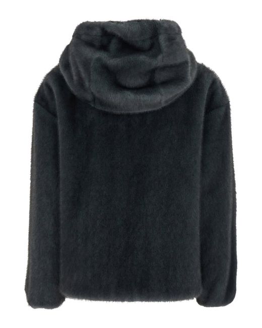 Herno Black Jacket With Drawstring Hood And Two Front Welt Pockets