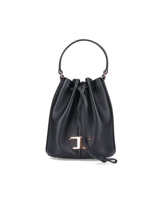 Tod's Black "t Timeless" Micro Bucket Bag