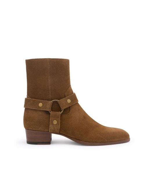 Saint Laurent Brown Wyatt Harness Ankle Boots for men