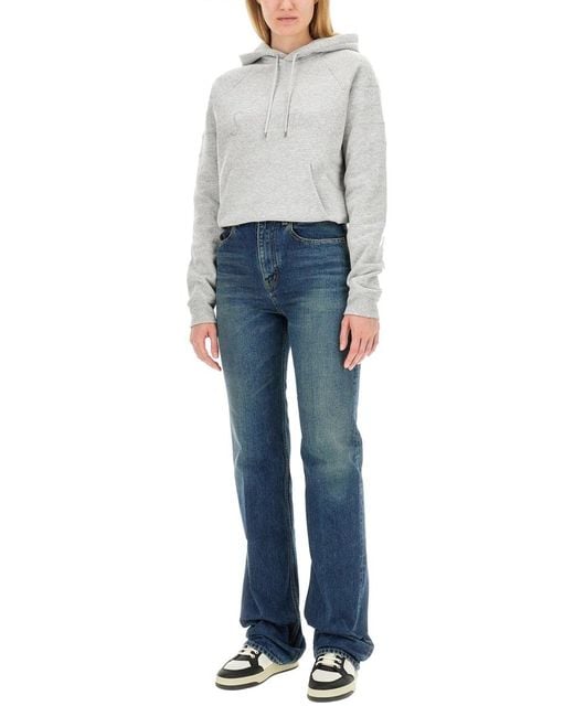 Saint Laurent Gray Cotton Hoodie Sweatshirts
