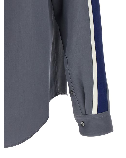 Marni Blue Contrasting Sleeve Virgin Wool Shirt for men