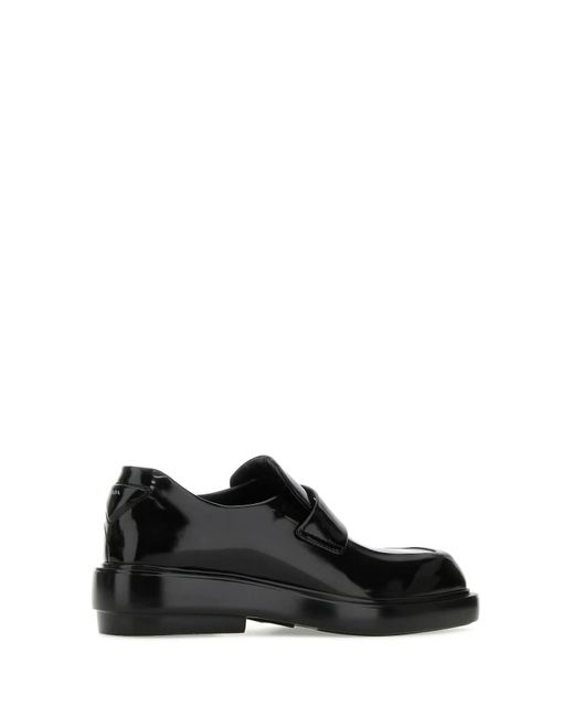 Prada Black Triangle-Patch Leather Loafers
