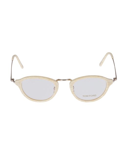 Tom Ford White Round Lens Slim Temple Glasses