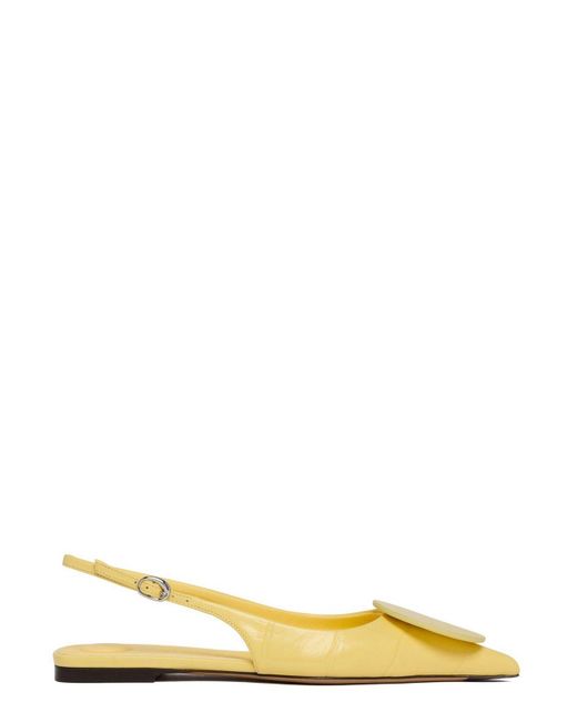 Jacquemus Yellow Pointed Toe Slingback Flats