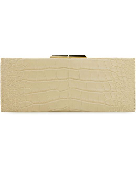 Saint Laurent White Midnight Leather Crocodile Clutch