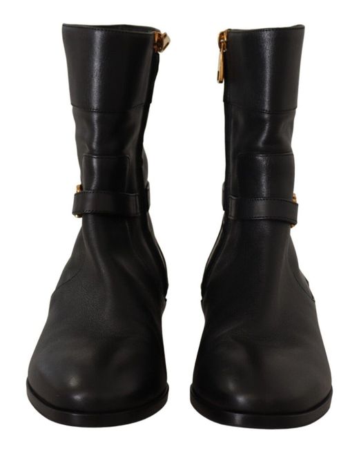 Dolce & Gabbana Black Elegant Leather Biker Boots