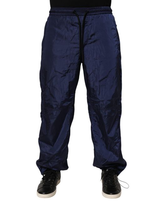 Dolce & Gabbana Blue Nylon Straight Jogger Sweatpants Pants for men