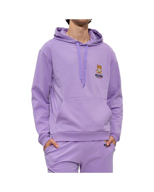 Moschino Purple Logo Hooded Sweatshirt for men